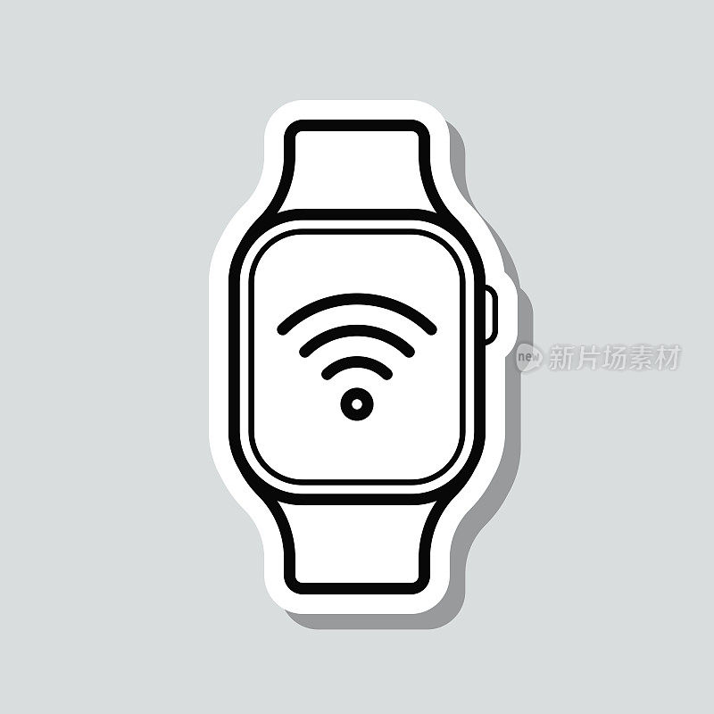 Smartwatch wifi。图标贴纸在灰色背景